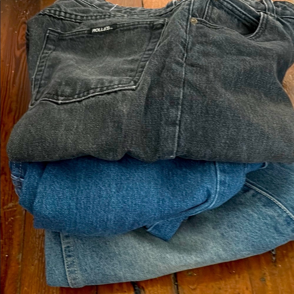 Rollas Black and Blue Denim Jeans